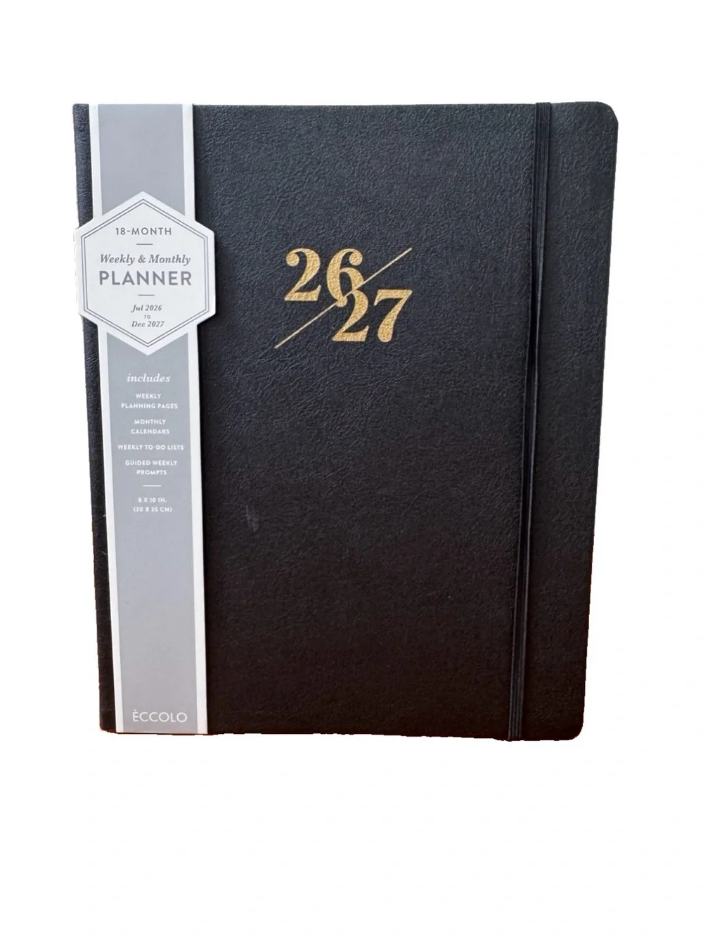 Eccolo Planner 2026- 2027 18-Month Weekly & Monthly Planner Faux Leather 10x8”